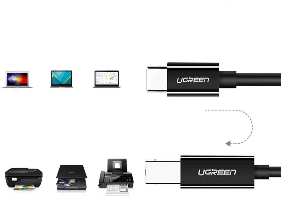 UGREEN US241 to 2m USB 2.0 C-B spausdintuvas cable (juodas)