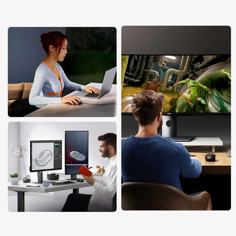 Ugreen Laidinė USB kompiuterinė pelė 1200 dpi, juoda