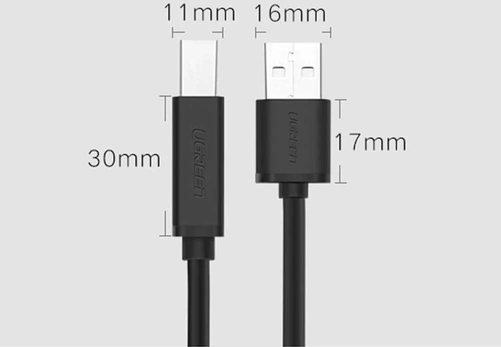 Kabelis USB A kištukas - B kištukas spausdintuvui 10m su stiprintuvu US122 UGREEN