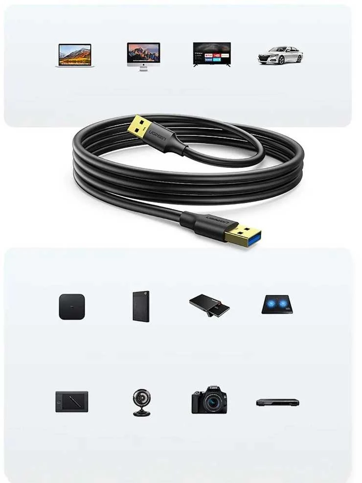 UGREEN USB-A 3.0 - USB-A 3.0 laidas - Juodas