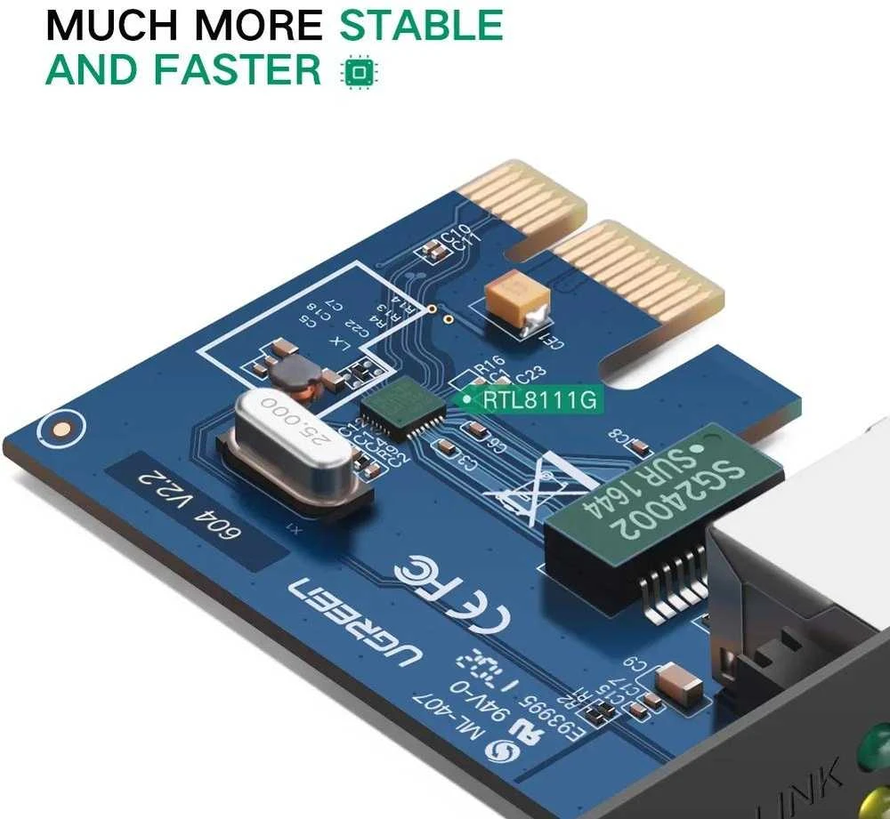 Ugreen US230 Gigabit 10/100/1000Mbps PCI-E Network Card - juodos spalvos