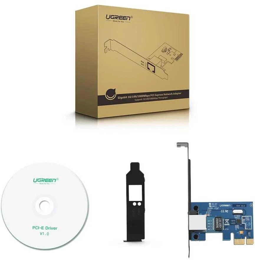 Ugreen US230 Gigabit 10/100/1000Mbps PCI-E Network Card - juodos spalvos