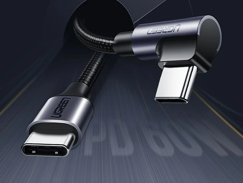 UGREEN US255 USB-C į USB-C alkūninis kabelis, 3A, 60W, 2m (juodas)