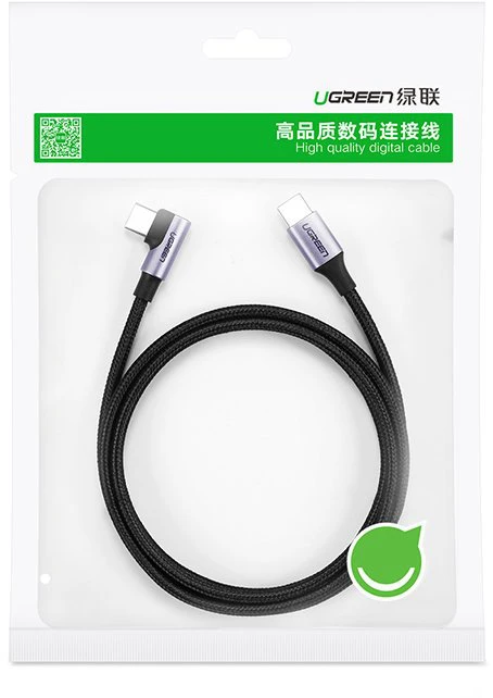 UGREEN US255 USB-C į USB-C alkūninis kabelis, 3A, 60W, 2m (juodas)