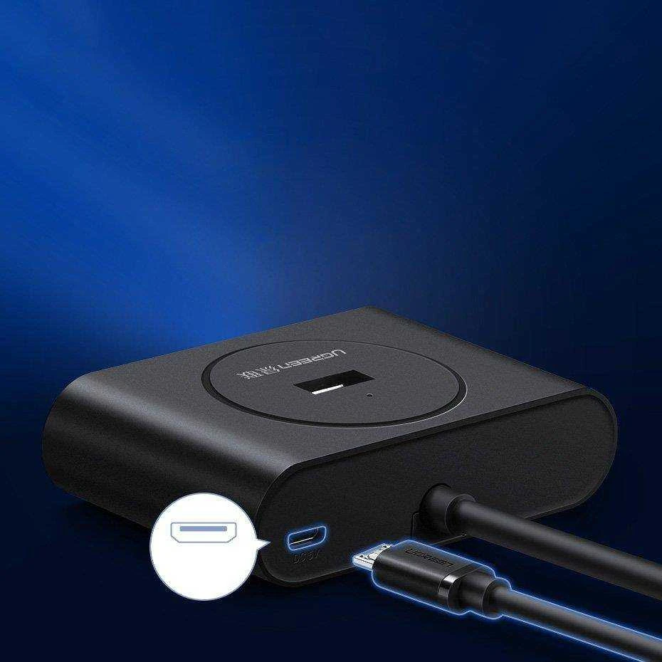 UGREEN USB 3.0 HUB 4in1 0.5m juodas