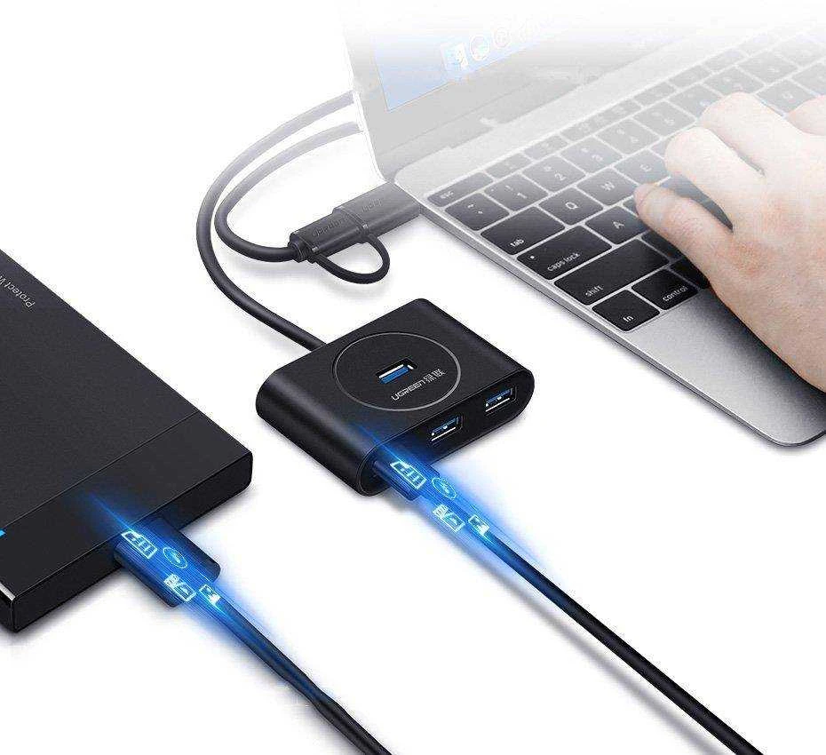 UGREEN USB 3.0 HUB 4in1 0.5m juodas