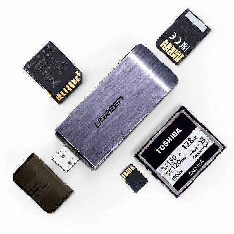 UGREEN USB Adapteris 4 in1 card reader SD + Micro SD (sidabrinis)