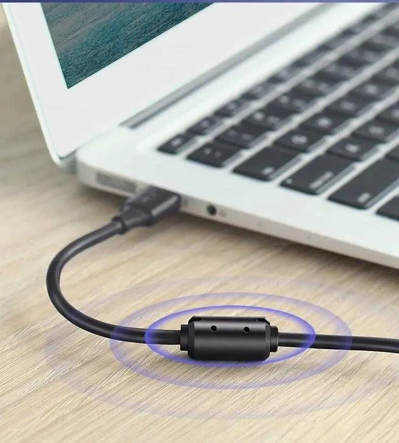 USB 2.0 AB spausdintuvo kabelis UGREEN US135, paauksuotas, 1.5 m (juodas)