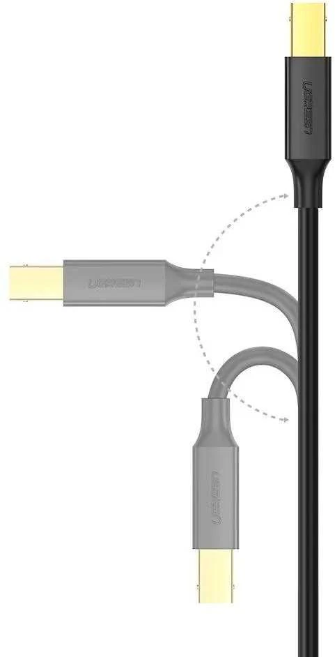 USB 2.0 AB spausdintuvo kabelis UGREEN US135, paauksuotas, 1.5 m (juodas)