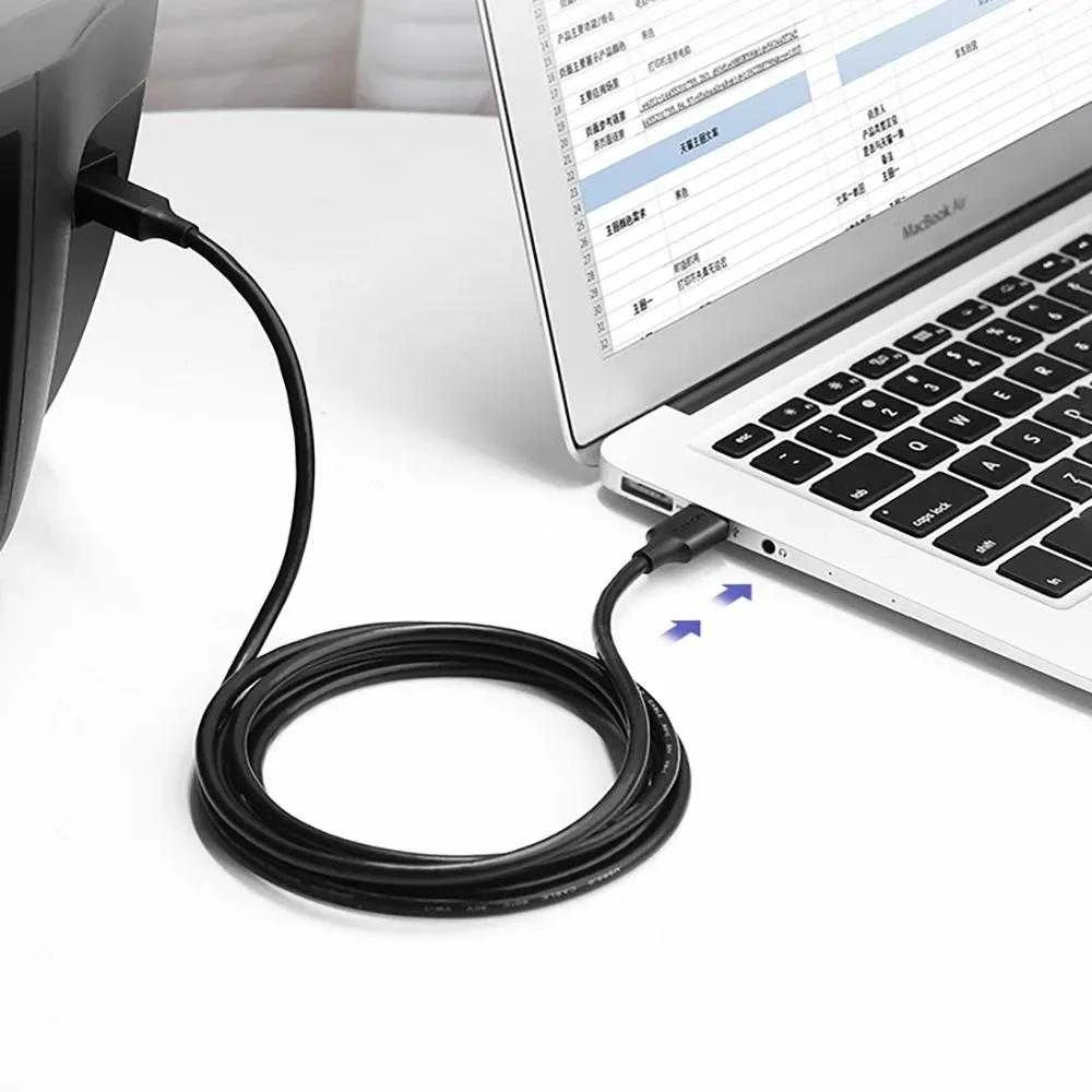 UGREEN US135 spausdintuvo kabelis USB 2.0 AB 1m - Juodas