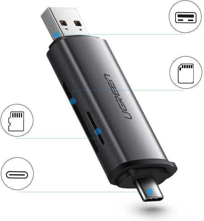 UGREEN USB + USB-C adapteris kortelių skaitytuvas SD + Micro SD