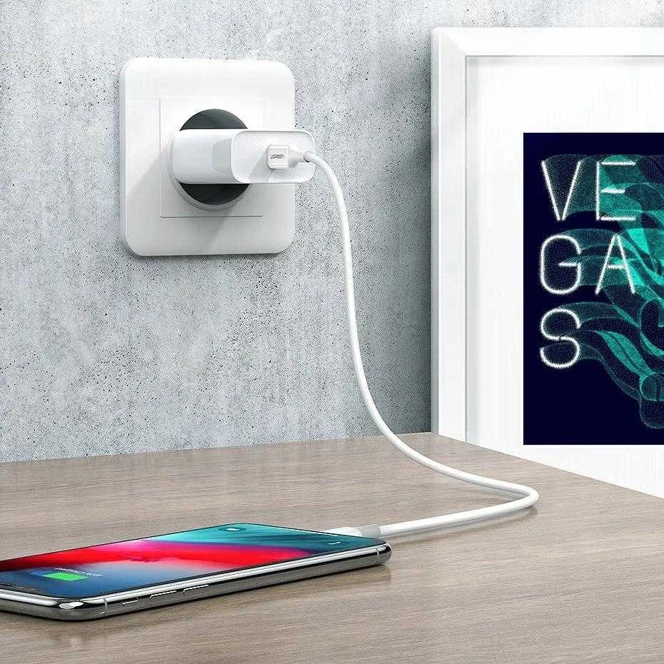 USB laidas Ugreen US171 MFi USB-C iki Lightning 3A 1.0m baltas