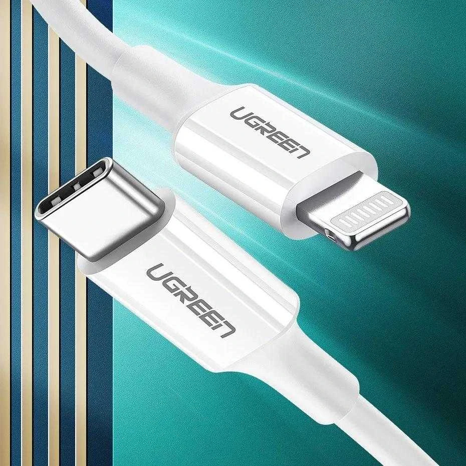 USB laidas Ugreen US171 MFi USB-C iki Lightning 3A 1.0m baltas