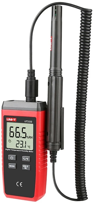 Uni-t termo-higrometras; 1x/s; -10÷60°C; 0÷100% sant. oro drėgmės; °C,°F
