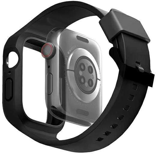 UNIQ Monos apyrankė 2in1 Apple Watch apyrankė + Dėklas Series 4/5/6/7/8/SE/SE2/SE3 44/45mm midnight juodos spalvos