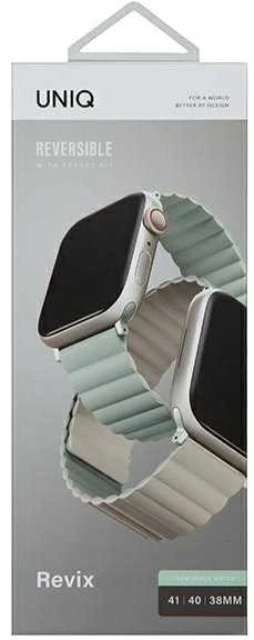 Uniq Išmaniojo laikrodžio Apple Watch 4/5/6/7/8/SE magnetinis/dvipusis dirželis, Smėlio/Žalsvos spalvos, 40/41mm