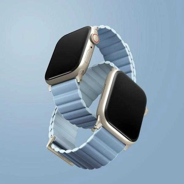 UNIQ Revix Premium apyrankė Apple Watch Series1-8/SE/SE2/SE3 38/40/41 Edition Reversible Mag baltos spalvos-mėlynas
