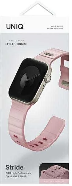 UNIQ Stride Apple Watch Series 1/2/3/4/5/6/7/8/9/SE/SE2/SE3 38/40/41mm FKM Rubber apyrankė rožinės spalvos/Pale