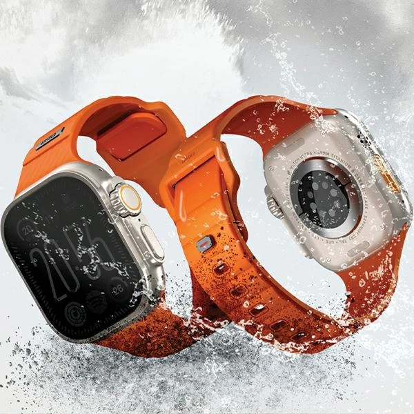 UNIQ apyrankė Stride Apple Watch Series 1/2/3/4/5/6/7/8/9/SE/SE3 38/40/41mm FKM Rubber apyrankė khaki/pale