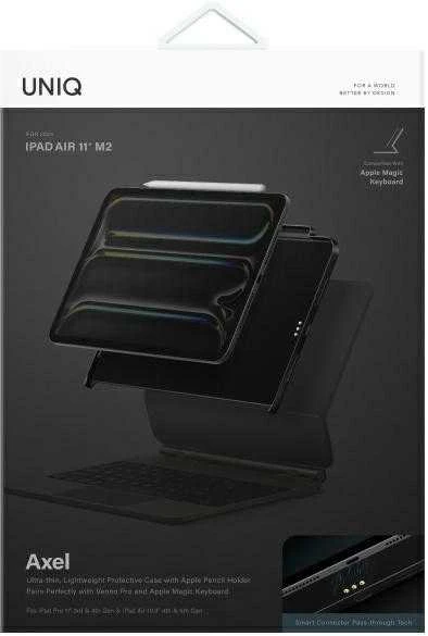 UNIQ Dėklas Axel Apple iPad Air 11″ M2 / Apple iPad Air 10.9″ (2022/2020) / Apple iPad Pro 11″ (2022/2021) juodos spalvos ebony