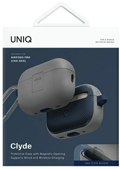 UNIQ Clyde Lock Dėklas AirPods Pro 2 (2022/2023) Chalk Pilkas-Marine Mėlyna