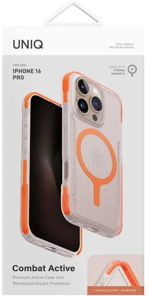 Uniq Combat Active Magclick įkrovimo dėklas, skirtas iPhone 16 Pro - Oranžinis