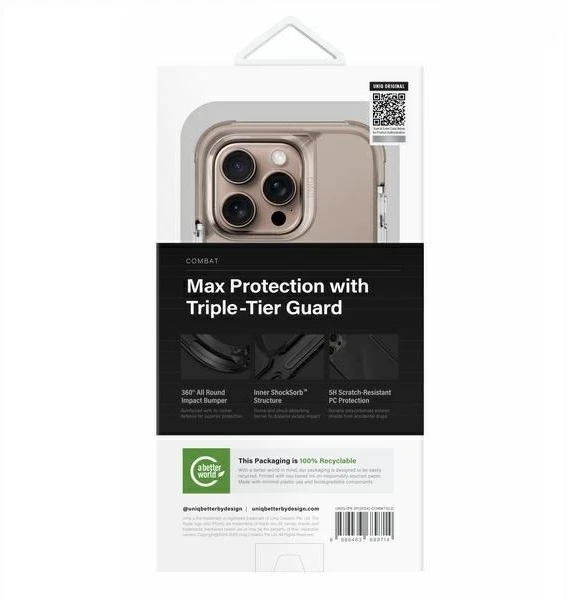 UNIQ Combat Apple iPhone 16 Pro 6.3″ Magclick Charging dėklas auksinis taupe auksinis