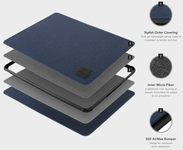 UNIQ Dfender laptop Sleeve 16″ charcoal juodos spalvos