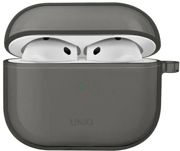 UNIQ dėklas Glase AirPods 4 glossy smoke