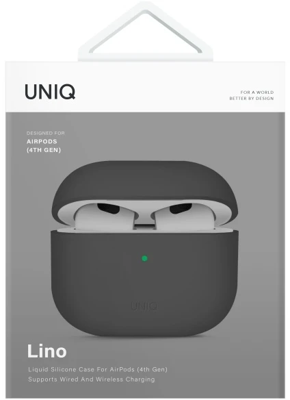 UNIQ Dėklas Lino AirPods 4 Silicone pelenų pilkumo spalvos