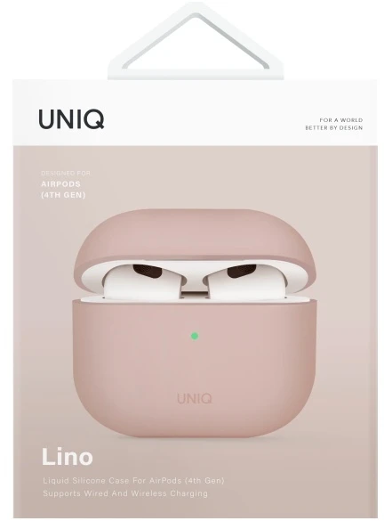 UNIQ dėklas Lino AirPods 4 Silicone rožinės spalvos blush