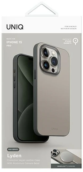 UNIQ Lyden DS Apple iPhone 15 Pro 6.1″ Magclick Charging dėklas beige-žalias ivory-lichen žalias