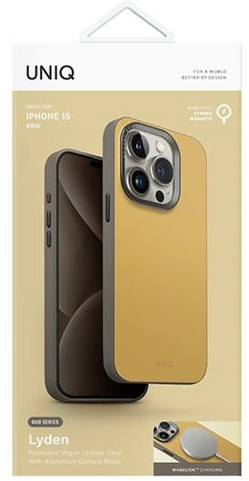 UNIQ Lyden DS Apple iPhone 15 Pro 6.1″ Magclick Charging dėklas yellow-pilkos spalvos canary yellow-flint pilkos spalvos