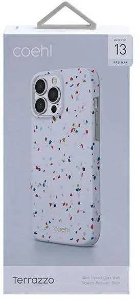UNIQ Coehl Terrazzo Dėklas iPhone 13 Pro Max 6,7″ natural baltos spalvos