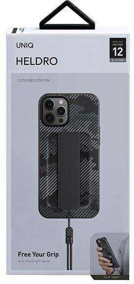 UNIQ Heldro Dėklas Apple iPhone 12/12 Pro 6,1″ charcoal camo Antimicrobial