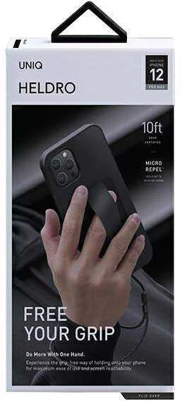 UNIQ Heldro Dėklas Apple iPhone 12 Pro Max 6,7″ midnight juodos spalvos Antimicrobial