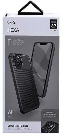 UNIQ Hexa Dėklas Apple iPhone 12 Pro Max 6,7″ midnight juodos spalvos