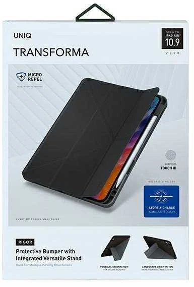 UNIQ Transskirtasma Rigor Dėklas Apple iPad Air 10,9 (2020) charcoal pilkos spalvos Antimicrobial