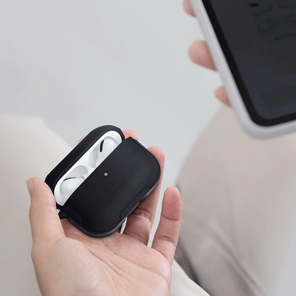 UNIQ Valencia dėklas AirPods Pro midnight juodas Antimicrobial