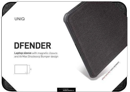 UNIQ Dfender laptop Sleeve 16″ charcoal juodos spalvos