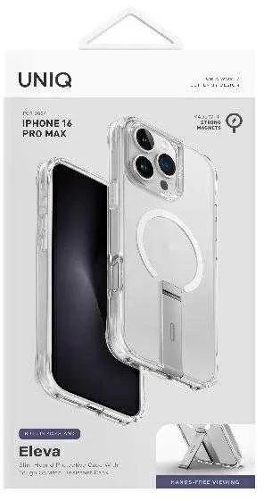 Dėklas UNIQ Eleva su „Vertica“ stovu Apple iPhone 16 Pro Max 6.9" skaidrus/lucent clear