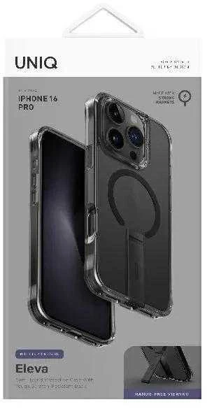 UNIQ dėklas Eleva with Vertica Stand Apple iPhone 16 Pro 6.3″ juodos spalvos/carbon juodos spalvos