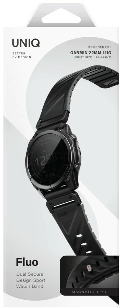 UNIQ Fluo x Smart-Fit apyrankė for Garmin 22mm juodos spalvos