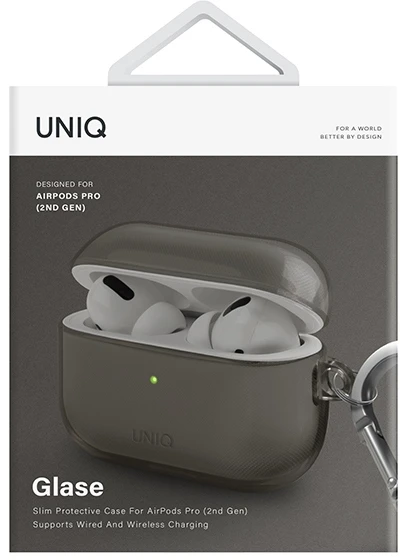 UNIQ Glase Dėklas AirPods Pro 2 gen glossy smoke