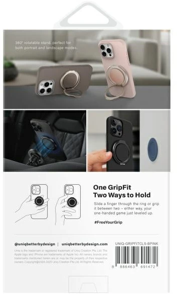 UNIQ Gripfit 360 Magnetic Mount&Kickstand Magnetic Holder blush rožinės spalvos
