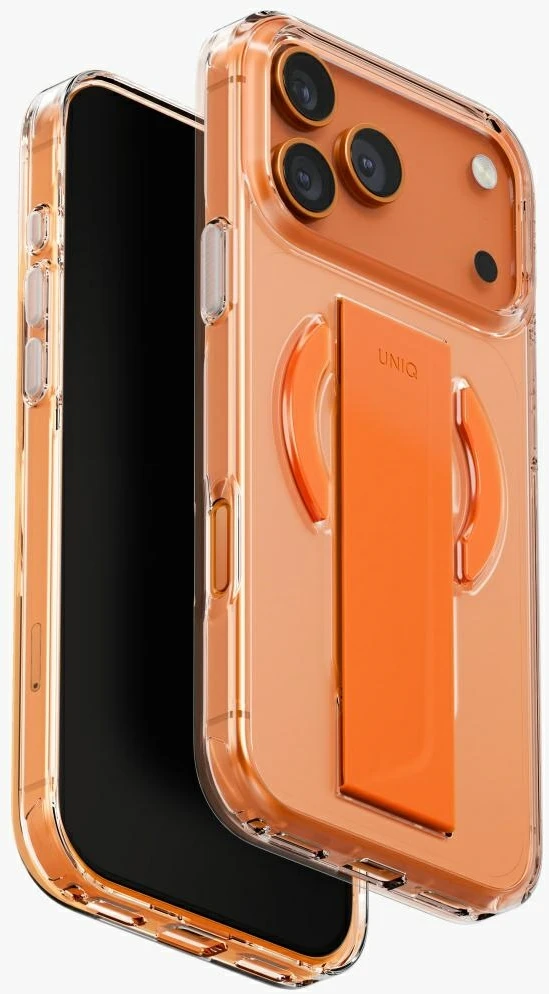 „Uniq Heldro Air“ dėklas, skirtas „iPhone 17 Pro Max“ su magnetiniu įkrovimu – oranžinis