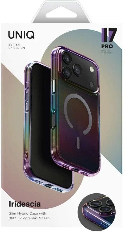 UNIQ Iridescia dėklas, skirtas „iPhone 17 Pro“, MagClick įkrovimui, vidurnakčio kvarco spalvos