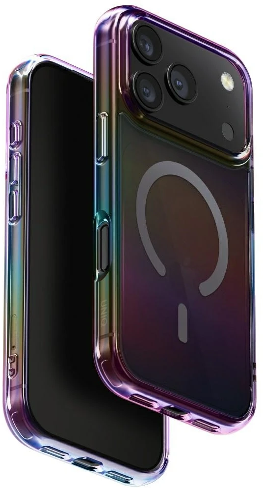UNIQ Iridescia dėklas, skirtas „iPhone 17 Pro“, MagClick įkrovimui, vidurnakčio kvarco spalvos