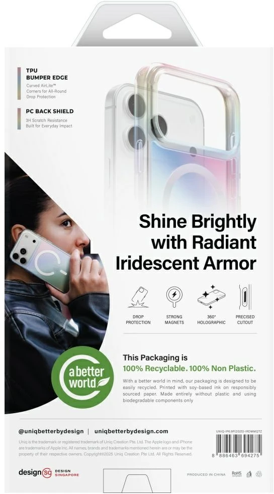 UNIQ Iridescia dėklas skirtas Apple iPhone 17 Pro Max Magclick Charging midnight quartz