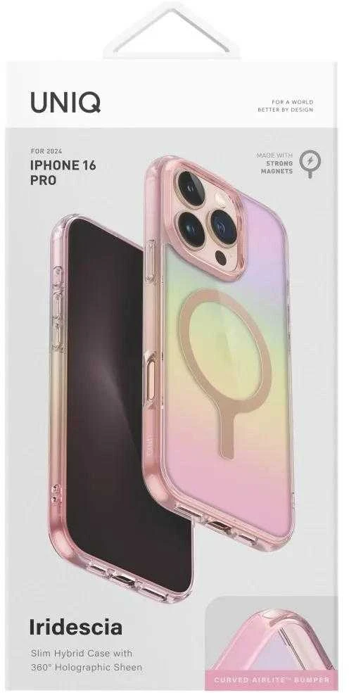 Dėklas Uniq Iridescia Magclick Charging Case for iPhone 16 Pro - Rožinė